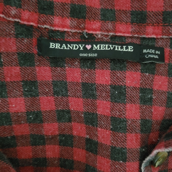 Brandy Melville Distressed Red Buffalo Check Plaid Button Down Flannel O… - Picture 9 of 9